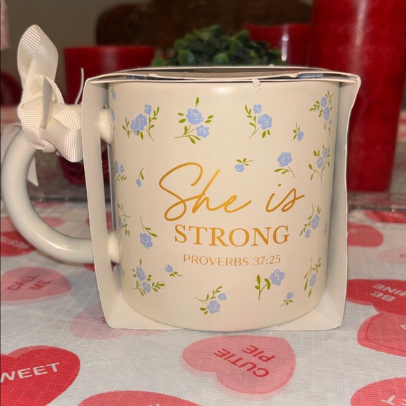 Sunday Morning Ceramics “She is Strong” Scripture Mug W/ 3 Boommarks - Picture 3 of 3